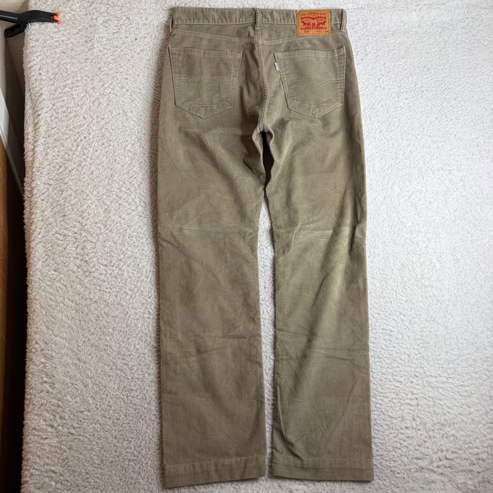 Levis 505 Regular Fit Corduroy Pants Tan W33 L34 Straight Leg Trousers *HEMED
